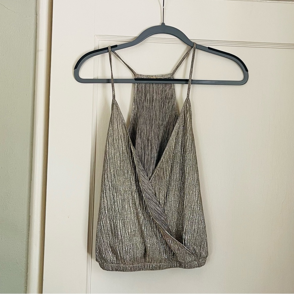 Silver low neck tank top